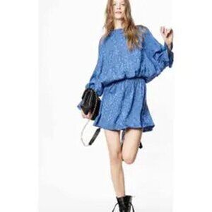 Zadig & Voltaire Mini Blue Long Sleeve Dress